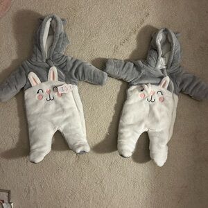 Adorable Gray and White Bunny snowsuit
